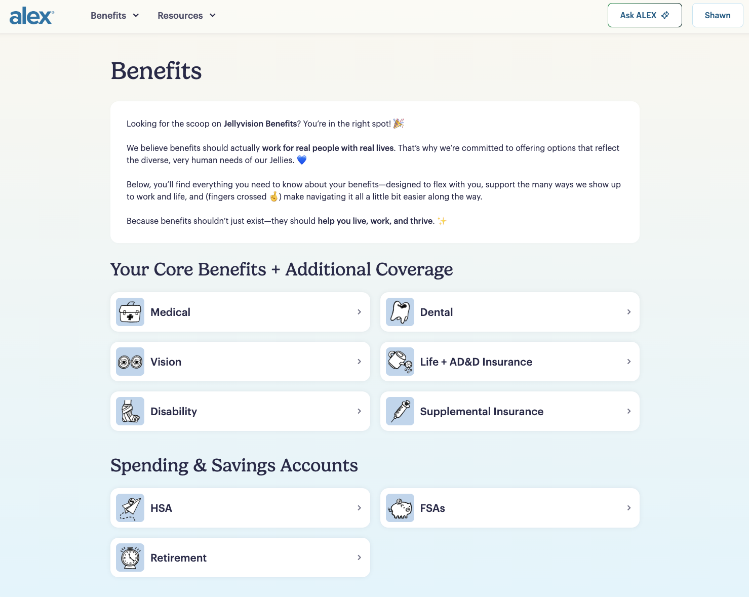 ALEX Home benefits detail page
