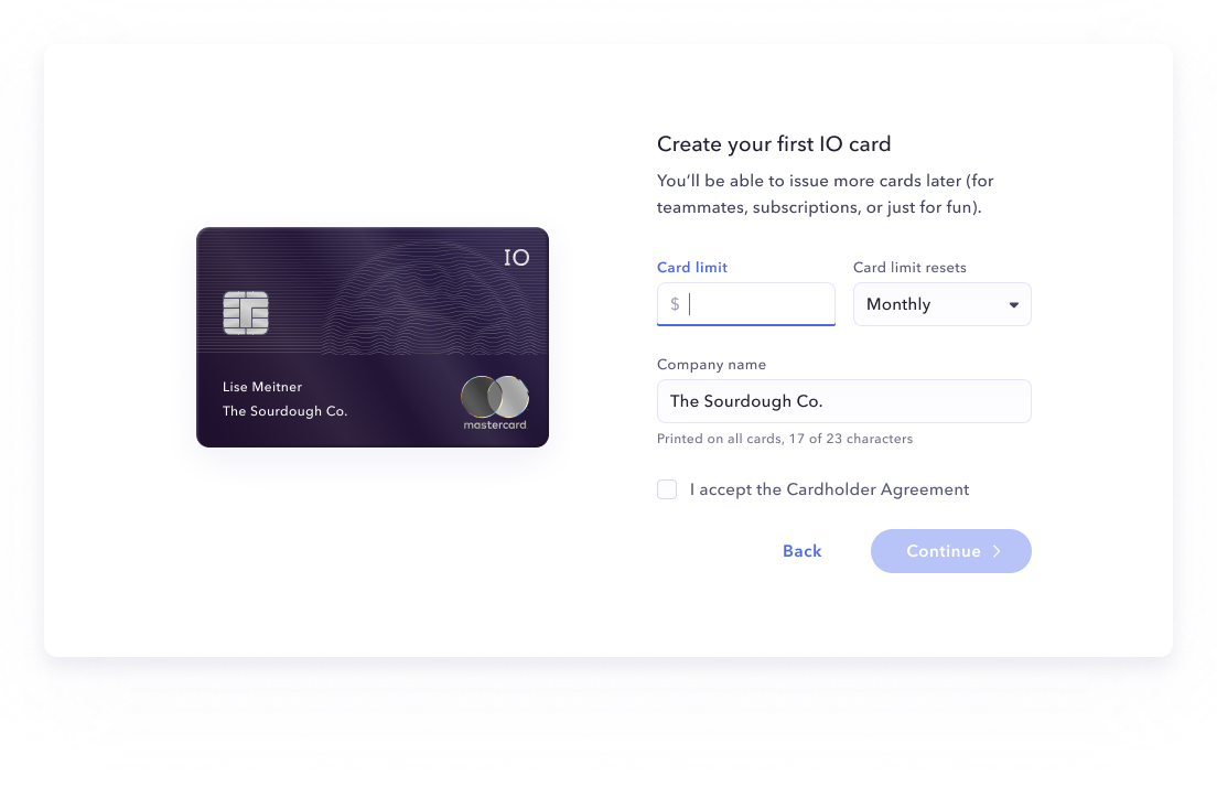 Team card issuance flow