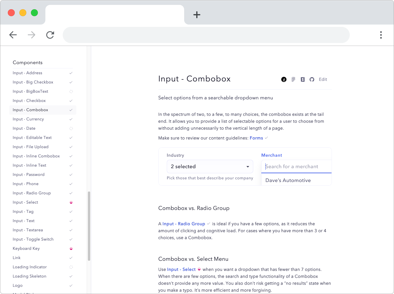 Design system pattern documentation